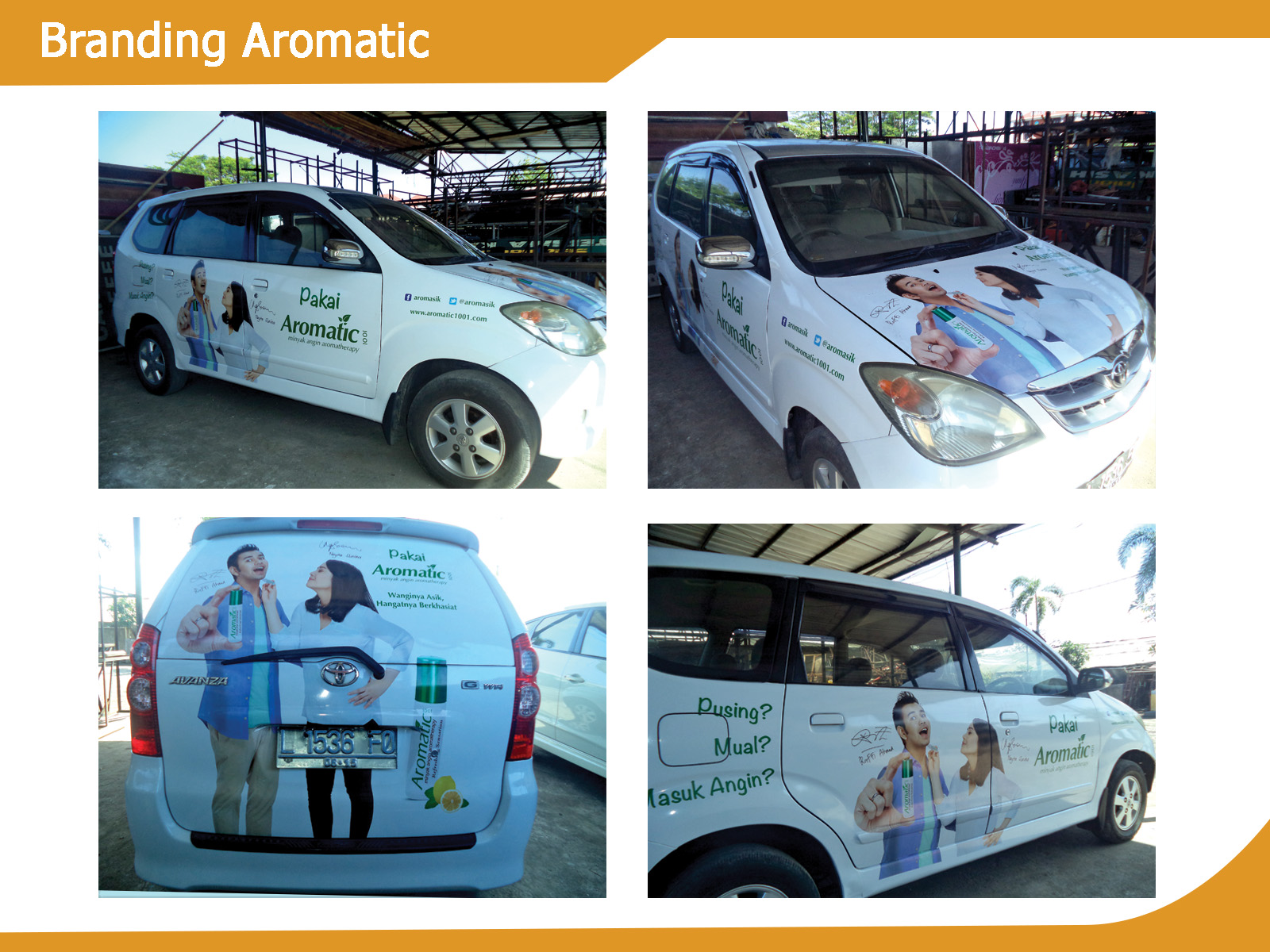 Branding Toyota Avanza
Aromatic Branding Toyota Avanza
Aromatic